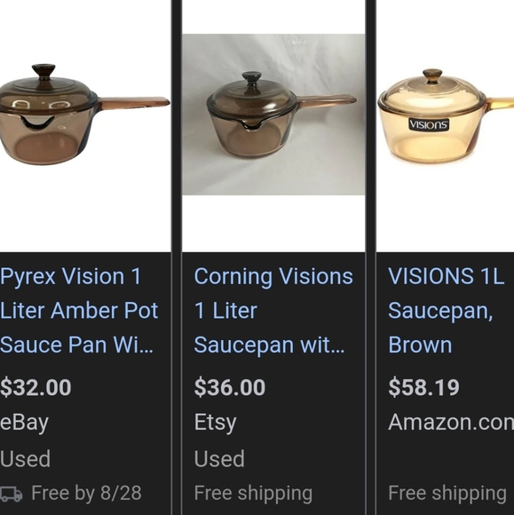 Vintage 1 liter amber glass Pyrex visions saucepan lid has a small chip - Picture 8 of 8